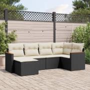 vidaXL Loungegrupp med dynor 6 delar svart konstrotting