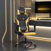 vidaXL Gamingstol med massage svart och guld konstläder