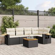 vidaXL Loungegrupp med dynor 6 delar svart konstrotting