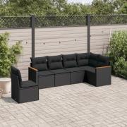 vidaXL Loungegrupp med dynor 6 delar svart konstrotting