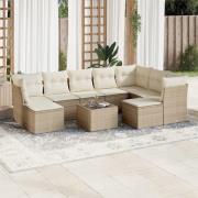 vidaXL Soffgrupp för trädgård med dynor 10 delar beige konstrotting