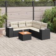 vidaXL Loungegrupp med dynor 6 delar svart konstrotting