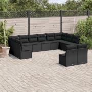 vidaXL Loungegrupp med dynor 12 delar svart konstrotting