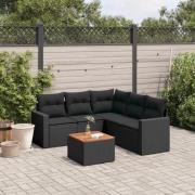 vidaXL Loungegrupp med dynor 6 delar svart konstrotting