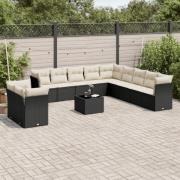 vidaXL Loungegrupp med dynor 12 delar svart konstrotting