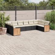 vidaXL Loungegrupp 10 delar med svarta dynor konstrotting