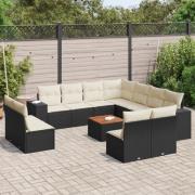 vidaXL Loungegrupp med dynor 12 delar svart konstrotting