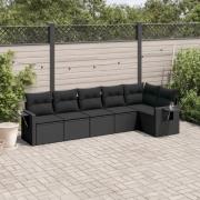 vidaXL Loungegrupp med dynor 6 delar svart konstrotting
