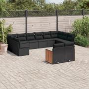 vidaXL Loungegrupp med dynor 12 delar svart konstrotting