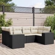 vidaXL Loungegrupp med dynor 6 delar svart konstrotting