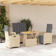 vidaXL Soffgrupp för trädgården med dynor 4 delar beige konstrotting