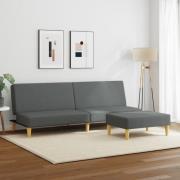 vidaXL Bäddsoffa 2-sits med fotpall mörkgrå tyg