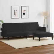 vidaXL Bäddsoffa 2-sits med fotpall svart sammet