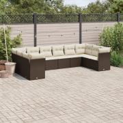 vidaXL Loungegrupp 10 delar med brun dynor konstrotting
