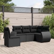 vidaXL Loungegrupp för trädgården med dynor 5 delar svart konstrotting