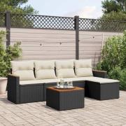 vidaXL Loungegrupp med dynor 6 delar svart konstrotting