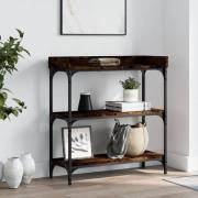 vidaXL Konsolbord med hyllor rökfärgad ek 75x30x80 cm