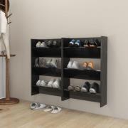 vidaXL Väggmonterat skoställ 2st svart högglans 60x18x9 cm konstr. trä