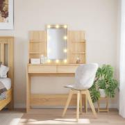 vidaXL Sminkbord med LED sonoma-ek 96x40x142 cm