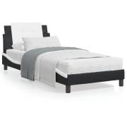vidaXL Säng med madrass svart och vit 90x190 cm konstläder