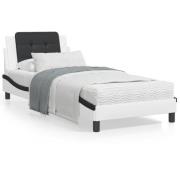 vidaXL Säng med madrass vit och svart 80x200 cm konstläder
