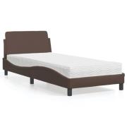 vidaXL Bed with Mattress "Dover" Brown 90x190 cm Faux Leather