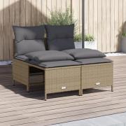 vidaXL Soffgrupp för trädgård med dynor 4 delar beige konstrotting