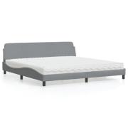 vidaXL Bed with Mattress "Dover" Light Grey 200x200 cm Fabric