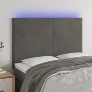 vidaXL Sänggavel LED mörkgrå 144x5x118/128 cm sammet