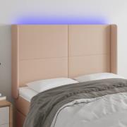 vidaXL Sänggavel LED cappuccino 147x16x118/128 cm konstläder
