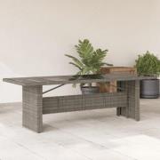 vidaXL Trädgårdsbord med glasskiva grå 240x90x75 cm konstrotting