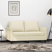vidaXL 2-sitssoffa gräddvit 120 cm konstläder