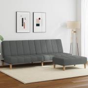 vidaXL Bäddsoffa 2-sits med fotpall mörkgrå tyg