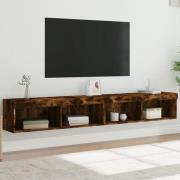 vidaXL Tv-bänk med LED-belysning 2 st rökfärgad ek 100x30x30 cm