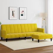 vidaXL Bäddsoffa 2-sits med fotpall gul sammet
