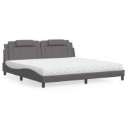 vidaXL Säng med madrass grå 200x200 cm konstläder