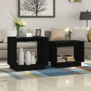 vidaXL Satsbord 2 st svart massiv furu