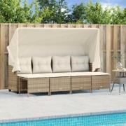 vidaXL Soffgrupp för trädgården med dynor 5 delar beige konstrotting