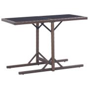 vidaXL Trädgårdsbord brun 110x53x72 cm glas och konstrotting