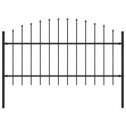 vidaXL Trädgårdsstaket med spjuttopp stål (1-1,25)x1,7 m svart