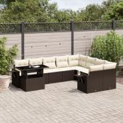 vidaXL Loungegrupp 10 delar med brun dynor konstrotting