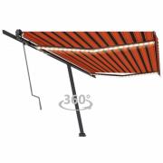 vidaXL Automatisk markis med vindsensor & LED 500x300 cm orange/brun