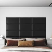 vidaXL Väggpaneler 12 st svart 60x30 cm konstläder 2,16 m²