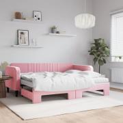 vidaXL Dagbädd utdragbar med madrasser rosa 90x200 cm sammet