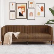 vidaXL Soffa 3-sits brun konstmocka