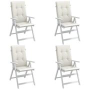 vidaXL Stolsdynor högt ryggstöd 4 st melerad gräddvit 120x50x4 cm tyg
