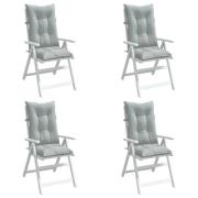 vidaXL Stolsdynor högt ryggstöd 4 st melerad ljusgrå 120x50x7 cm tyg