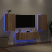 vidaXL Väggmonterade TV-skåp LEDs sonoma-ek