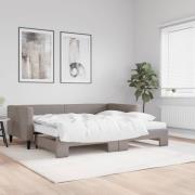 vidaXL Dagbädd utdragbar med madrasser taupe 90x200 cm tyg