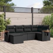 vidaXL Loungegrupp med dynor 6 delar svart konstrotting